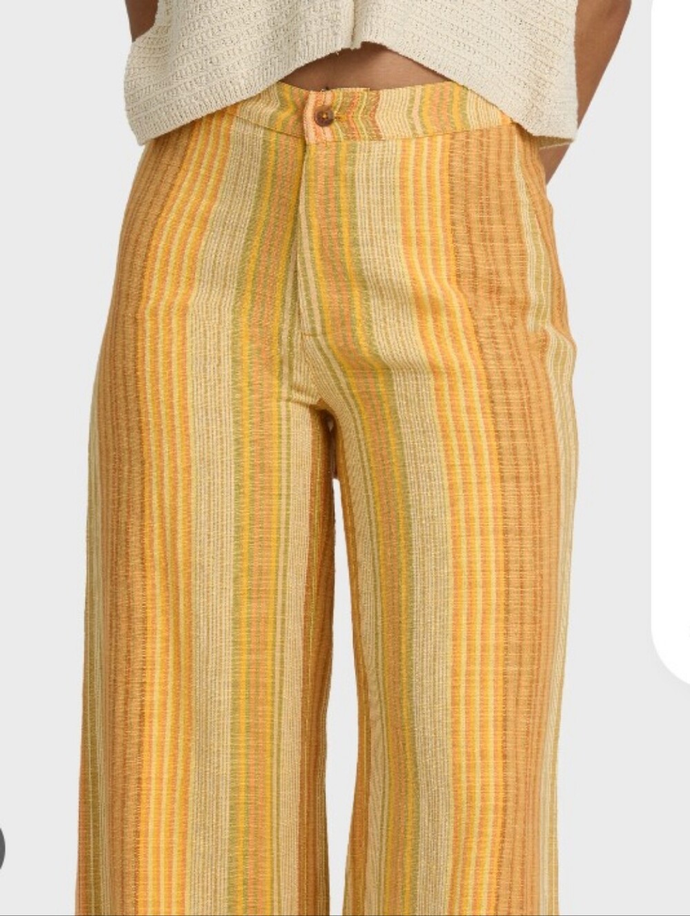 Billabong Yellow Striped Wide-Leg Pants - Picture 2 of 8